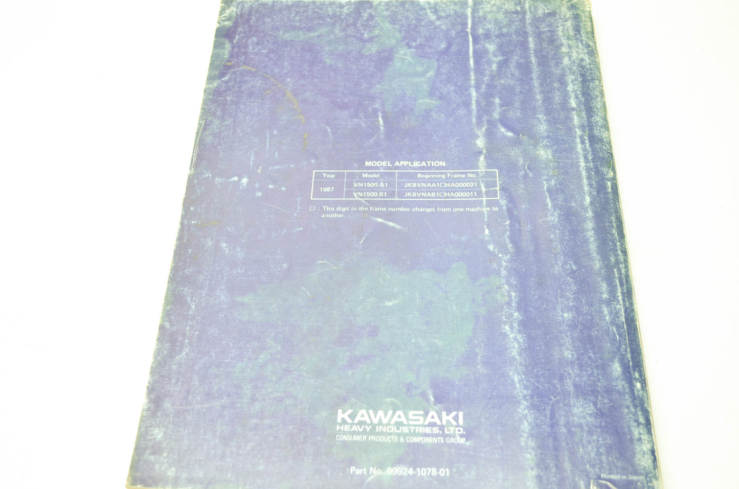 OEM Kawasaki 99924-1078-01 Service Manual VN1500A/B/C/D/E
