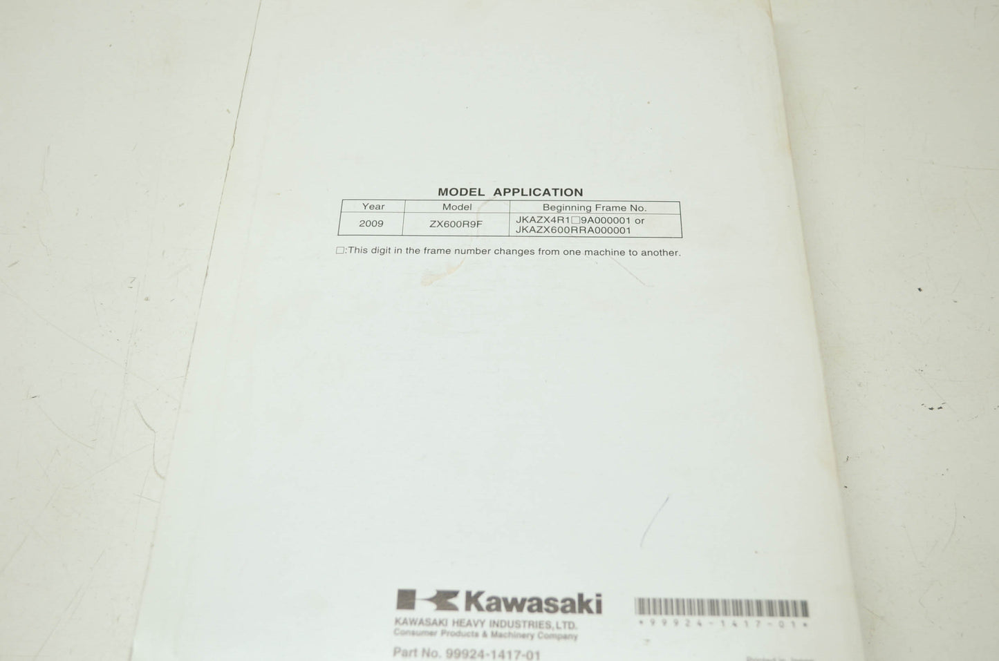 OEM Kawasaki 99924-1417-01 Service Manual ZX600R
