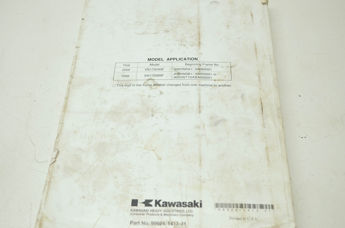 OEM Kawasaki 99924-1413-31 Service Manual VN1700B