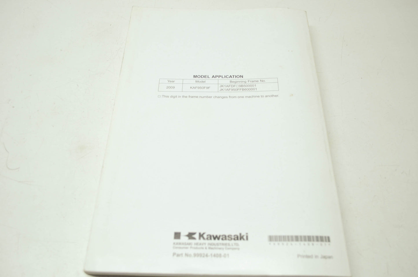 OEM Kawasaki 99924-1408-01 Service Manual KAF950F