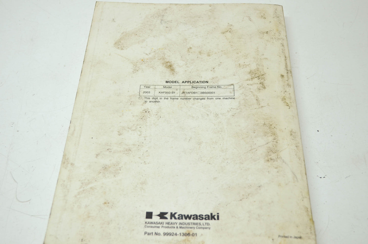 OEM Kawasaki 99924-1306-01 Service Manual KAF950B