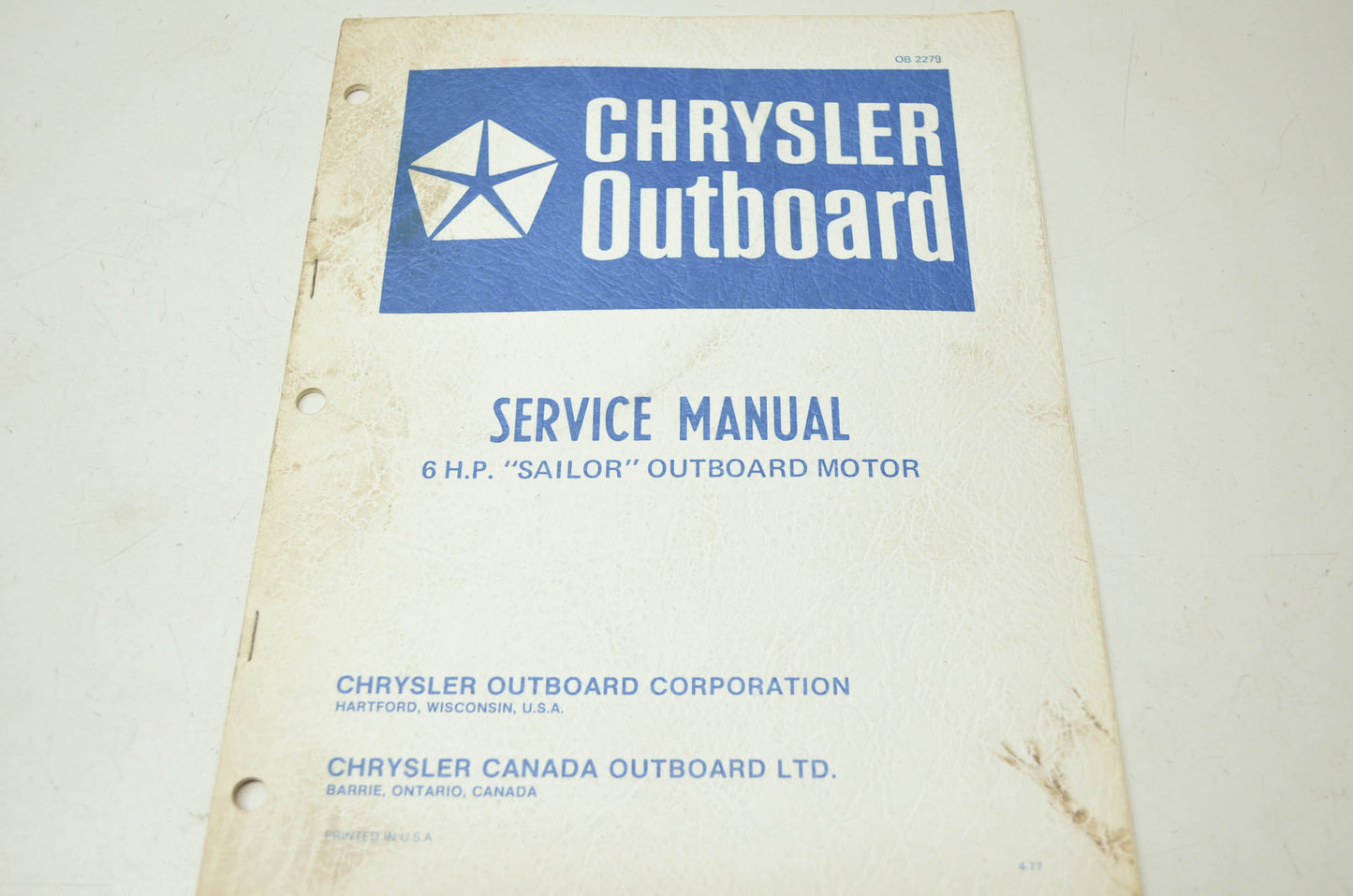 Chrysler Outboard 6HP Sailor Motor Service Manual