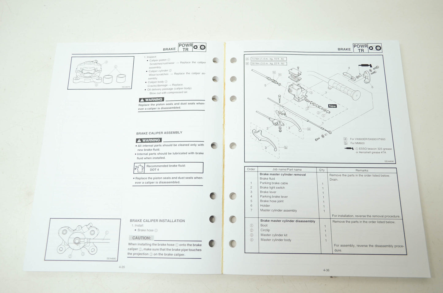 Yamaha VX SX MM VT 600 Service Manual