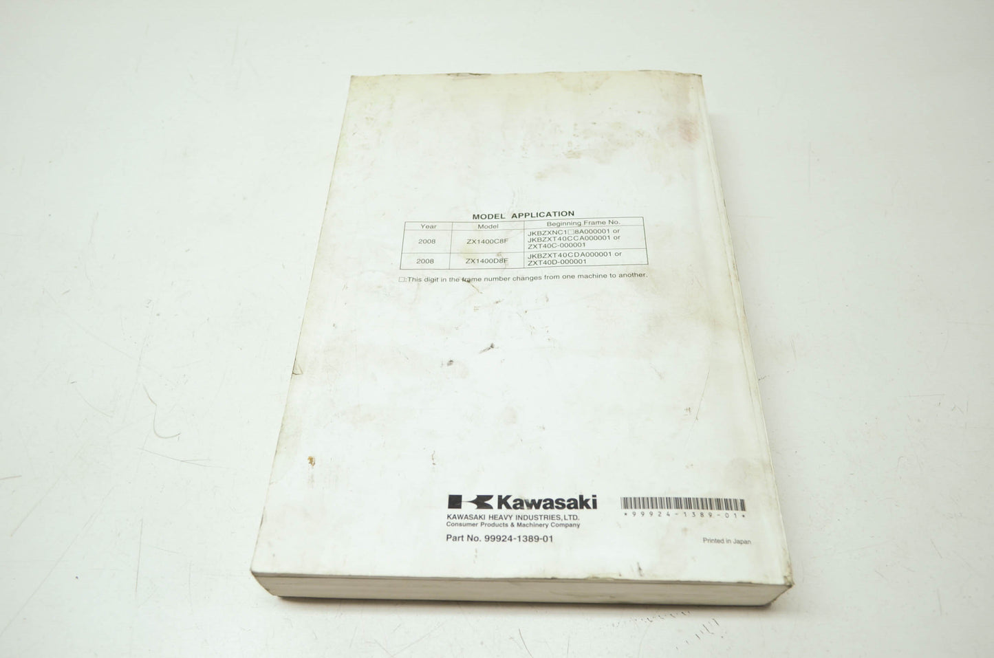OEM Kawasaki 99924-1389-01 Service Manual ZX1400C