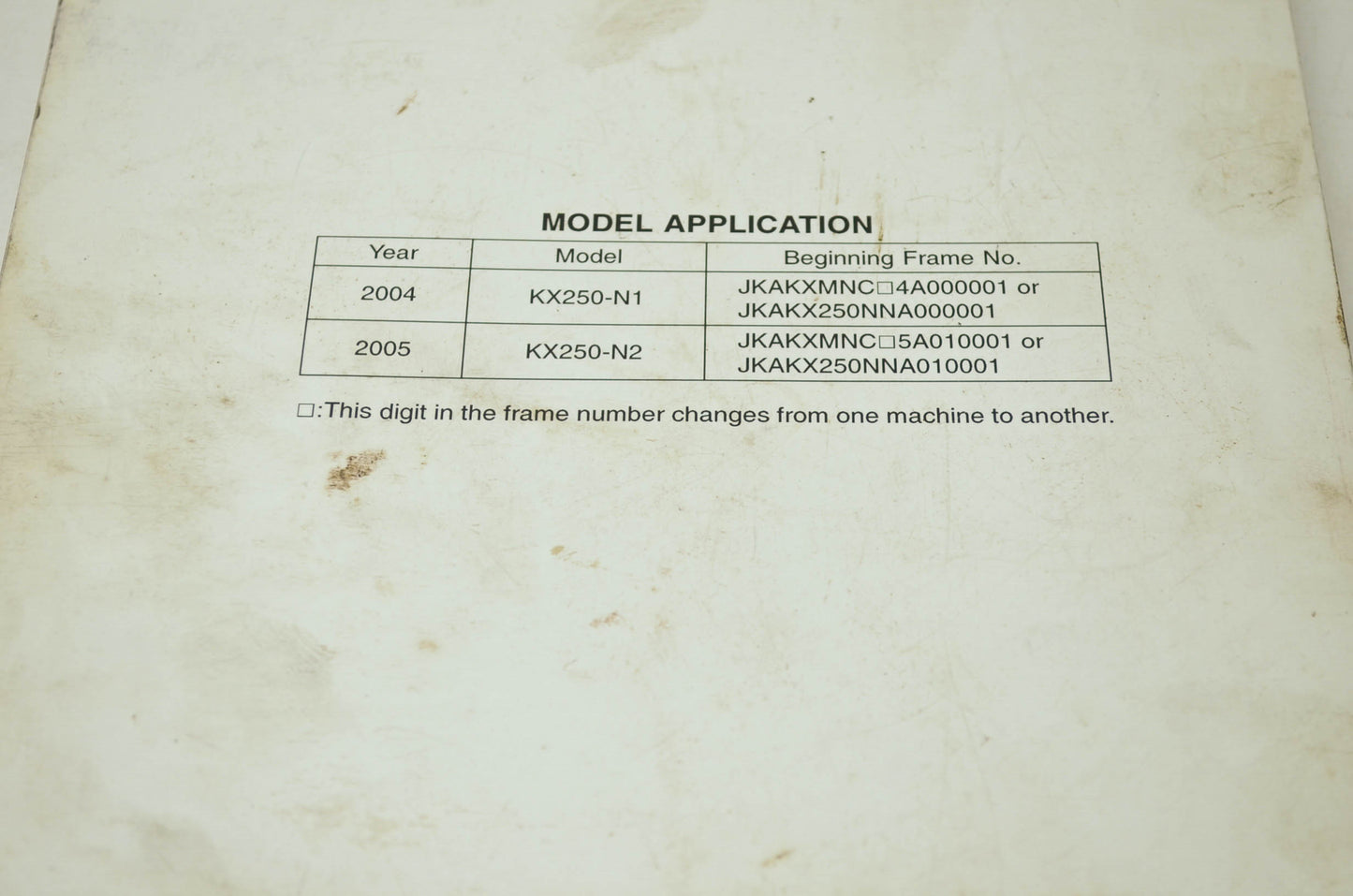 OEM Kawasaki 99924-1324-03 Service Manual KX250N
