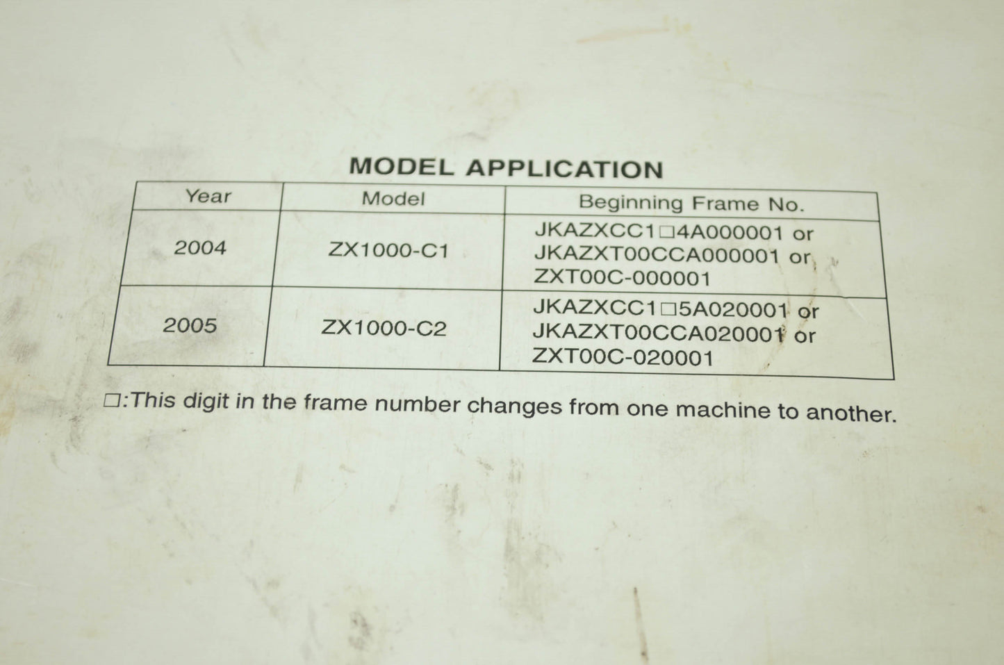OEM Kawasaki 99924-1322-02 Service Manual ZX1000C