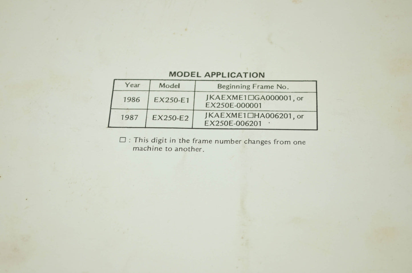OEM Kawasaki 99924-1066-01 Service Manual EX250E/F EL250B/E