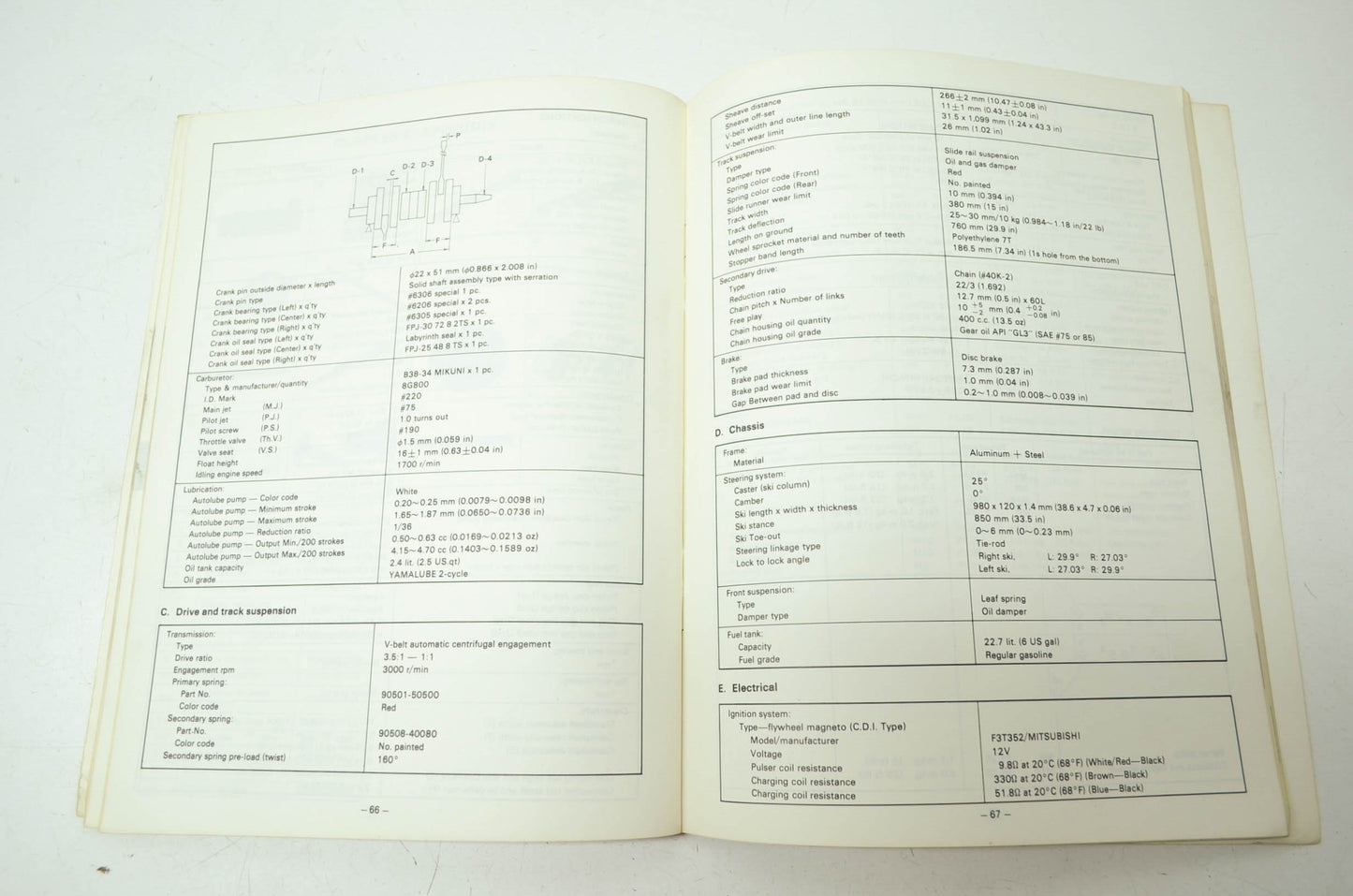 Yamaha ET340B/C/EC Snowmobile Service Manual