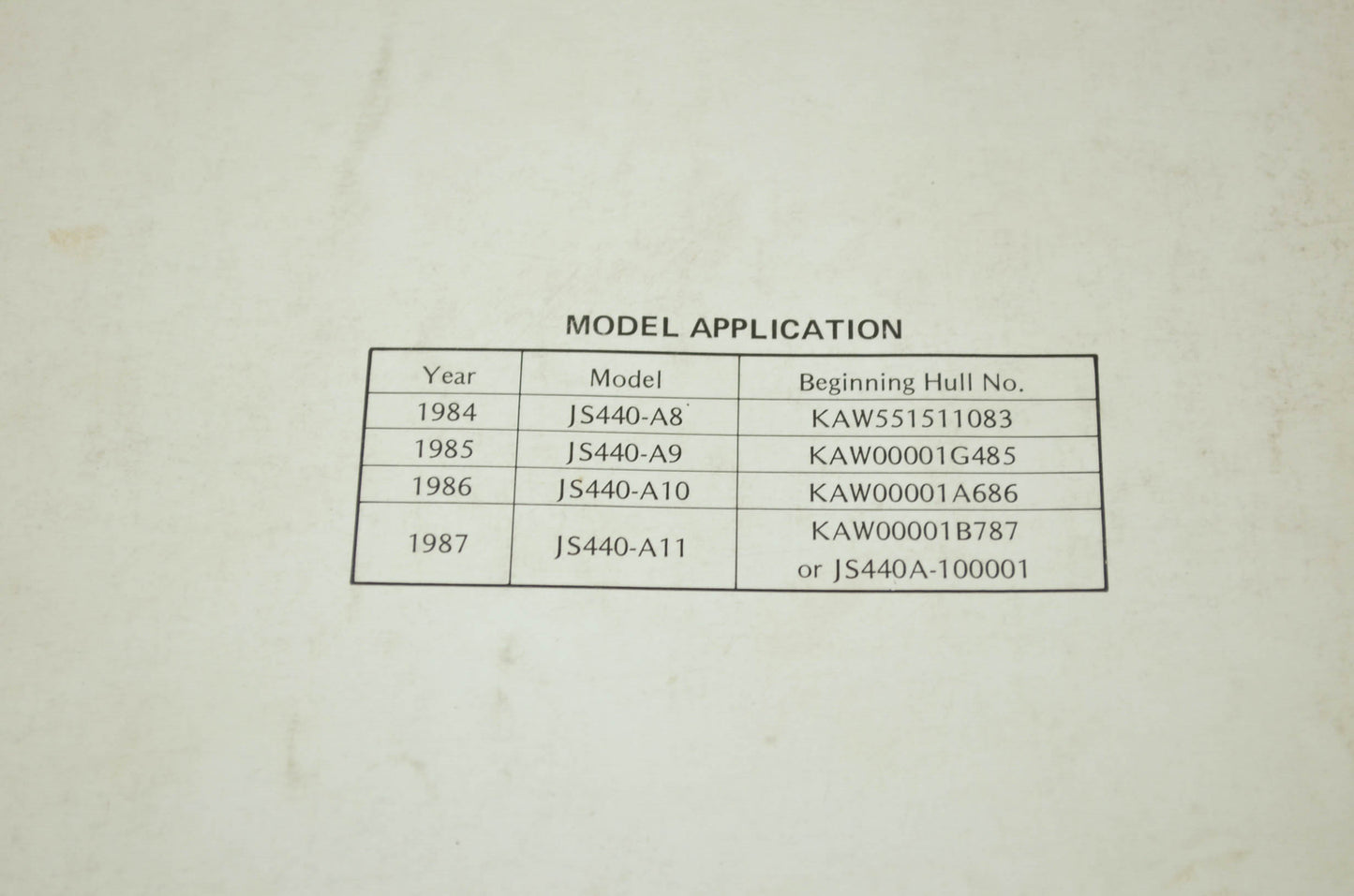 OEM Kawasaki 99924-1091-51 Service Manual Supplement JS440A11