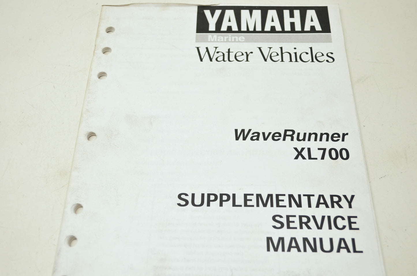 Yamaha WaveRunner XL700 Supplementary Service Manual