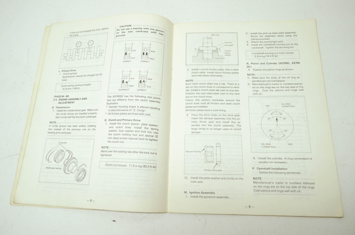 Yamaha XS750SE Supplementary Service Manual