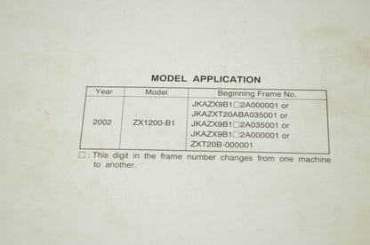 OEM Kawasaki 99924-1278-01 Service Manual ZX1200B