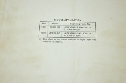 OEM Kawasaki 99924-1171-02 Service Manual ZX900B