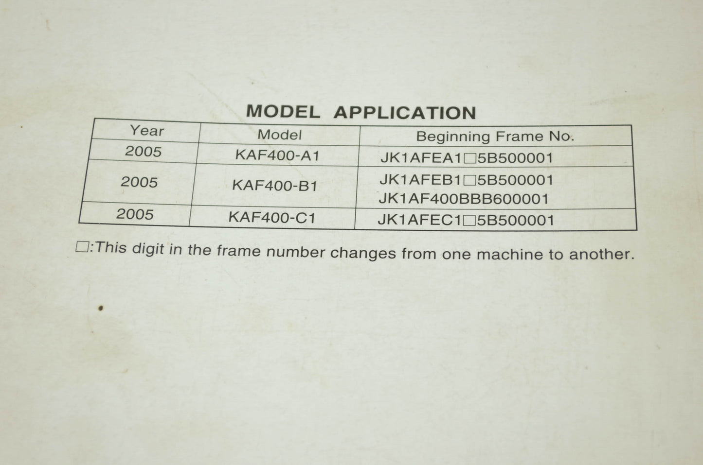 OEM Kawasaki 99924-1349-01 Service Manual KAF400A/B
