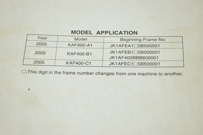 OEM Kawasaki 99924-1349-01 Service Manual KAF400A/B