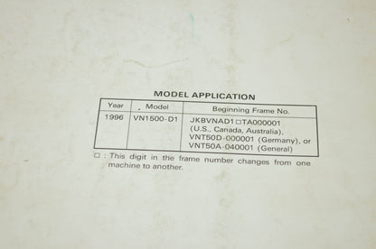 OEM Kawasaki 99924-1191-51 Service Manual Supplement VN1500D/E