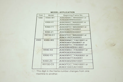 OEM Kawasaki 99924-1219-02 Service Manual KX80W/KX100C