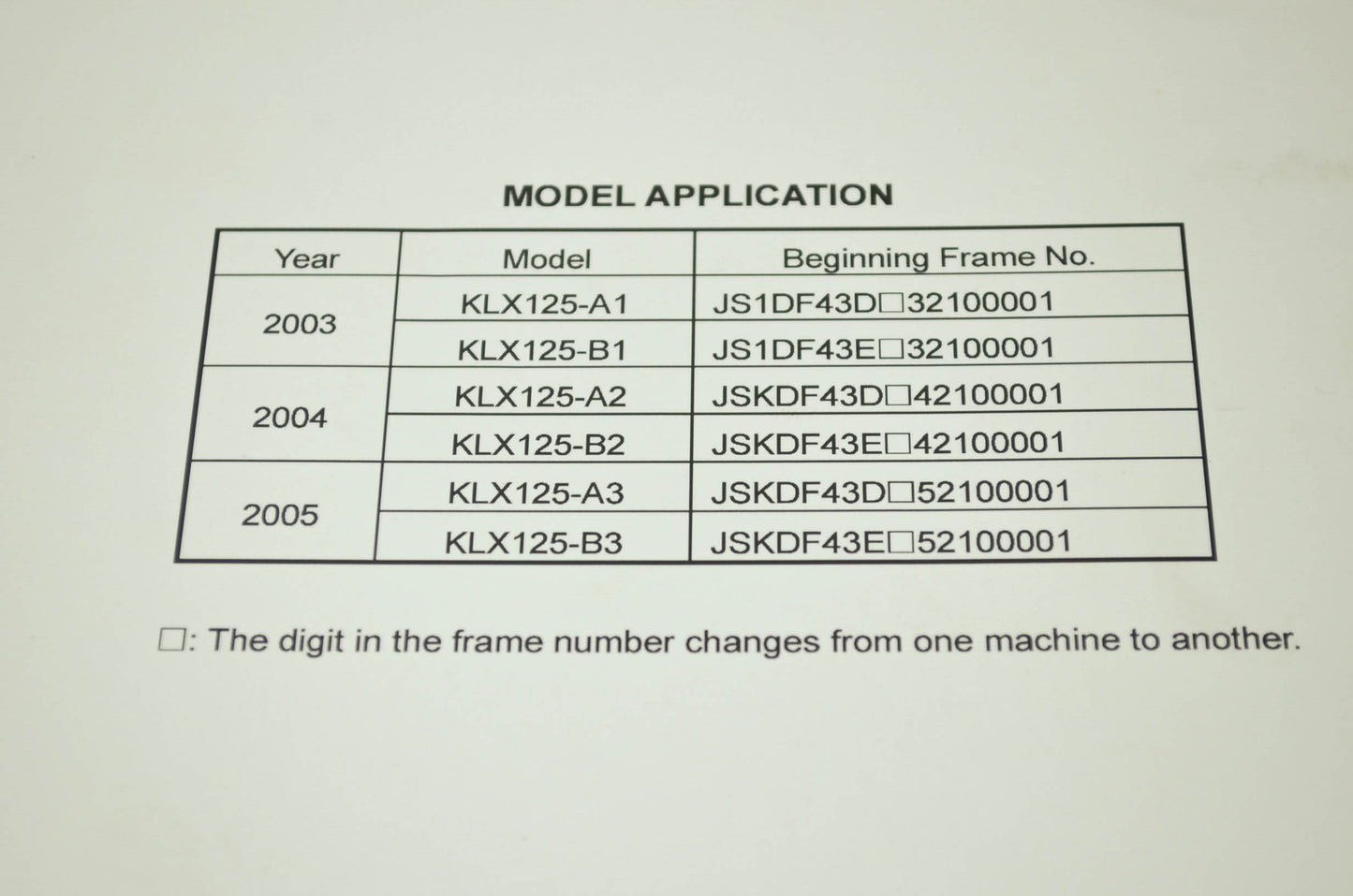 OEM Kawasaki 99924-1293-03 Service Manual KLX125A/B