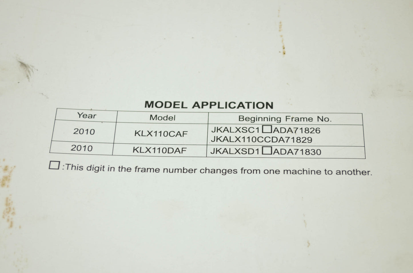 OEM Kawasaki 99924-1429-31 Service Manual KLX110C/D