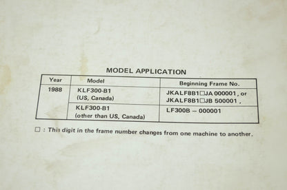 Kawasaki KLF300 Bayou Service Manual Supplement