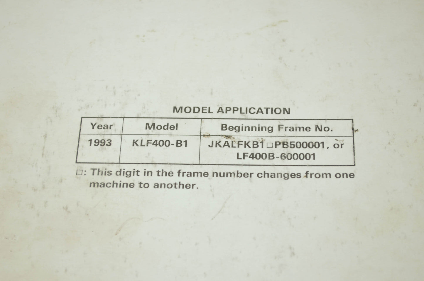 OEM Kawasaki 99924-1154-01 Service Manual KLF400B