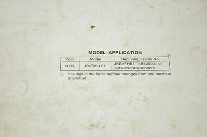 OEM Kawasaki 99924-1302-01 Prairie 360 KVF 360 Service Manual