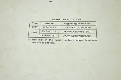OEM Kawasaki 99924-1201-02 Service Manual KVF400A/B