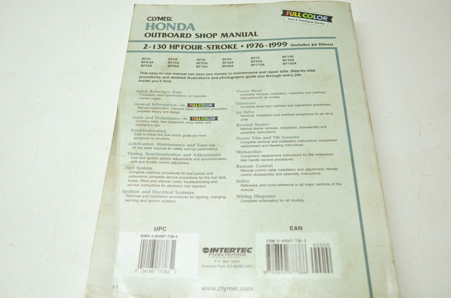 Clymer Honda Outboard 2-130HP 4 Stroke 76-99 Shop Manual