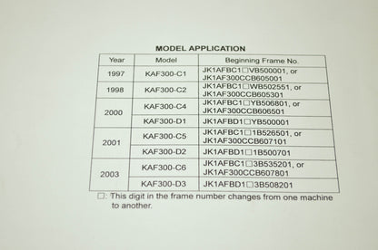 OEM Kawasaki 99924-1202-55 Service Manual Supplement KAF300C