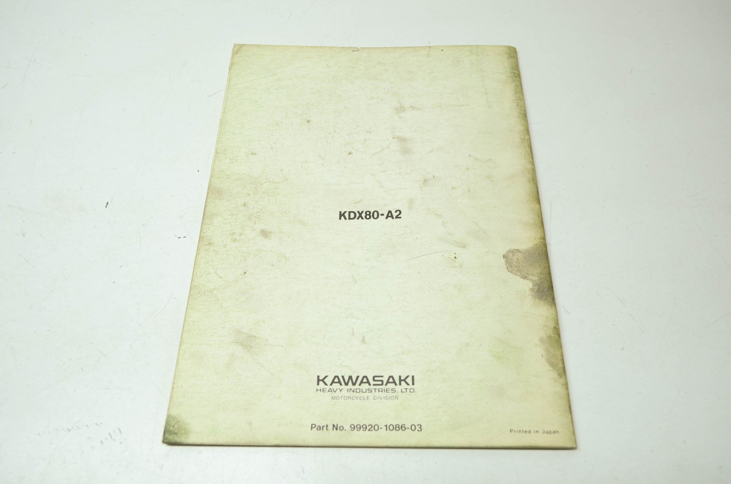 OEM Kawasaki 99920-1086-03 Owner's & Service Manual KDX80A2