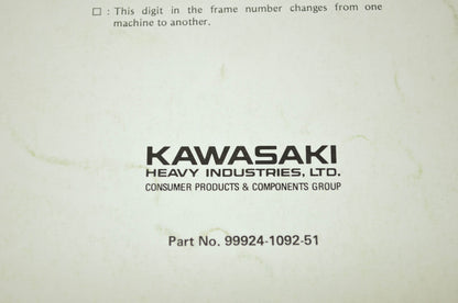 OEM Kawasaki 99924-1092-51 Service Manual KE100