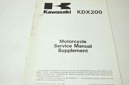 OEM Kawasaki 99924-1166-51 Service Manual Supplement KDX200E6