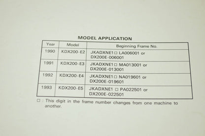 OEM Kawasaki 99924-1166-51 Service Manual Supplement KDX200E6