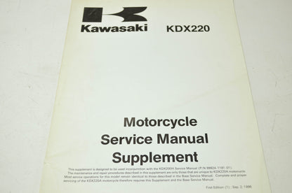 OEM Kawasaki 99924-1204-51 Service Manual Supplement KDX220A