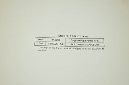 OEM Kawasaki 99924-1204-51 Service Manual Supplement KDX220A