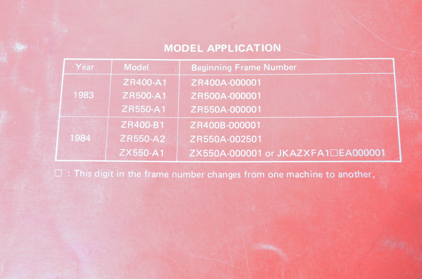 OEM Kawasaki 99924-1040-02 Service Manual Supplement ZX550