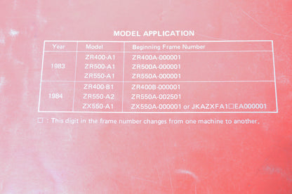 OEM Kawasaki 99924-1040-02 Service Manual Supplement ZX550