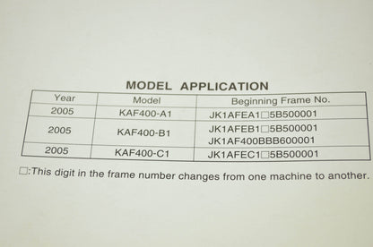 OEM Kawasaki 99924-1349-03 Service Manual KAF400A/B