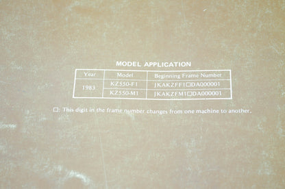 OEM Kawasaki 99924-1041-01 Service Manual KZ550F