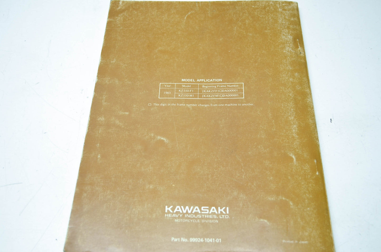OEM Kawasaki 99924-1041-01 Service Manual KZ550F