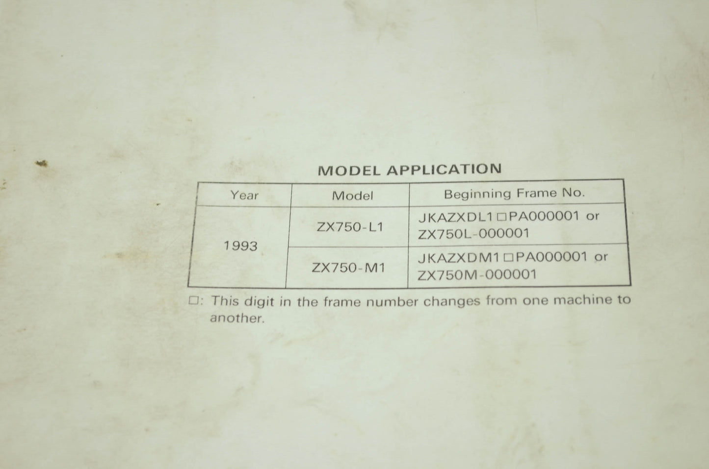 OEM Kawasaki 99924-1160-51 Service Manual Supplement ZX750L/M