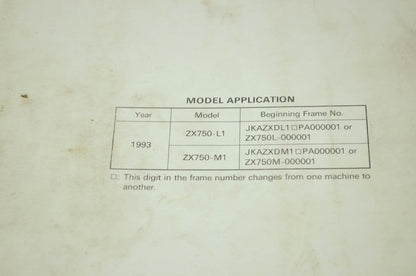 OEM Kawasaki 99924-1160-51 Service Manual Supplement ZX750L/M