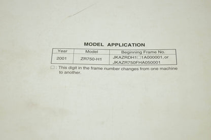 OEM Kawasaki 99924-1269-01 Service Manual ZR750H