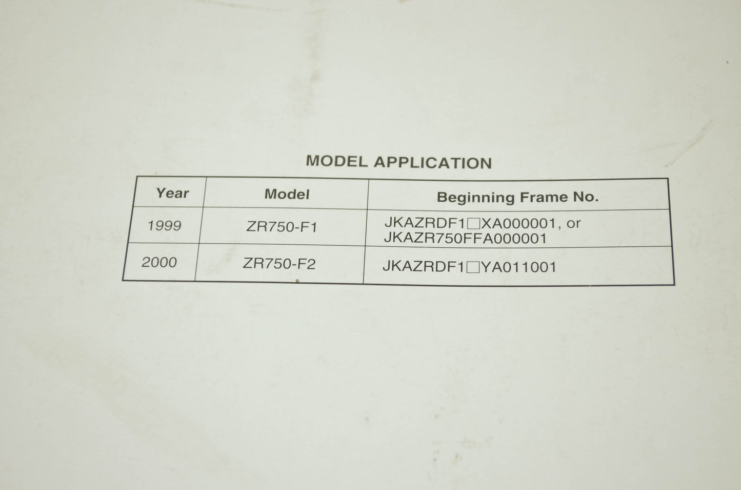 OEM Kawasaki 99924-1248-01 Service Manual ZR750F