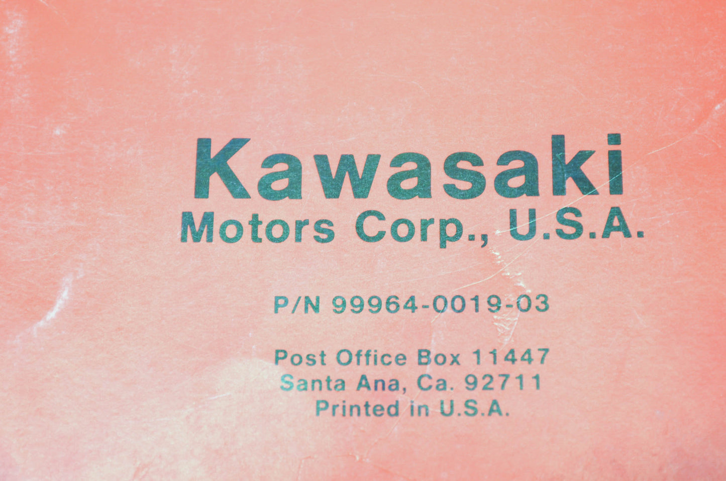 OEM Kawasaki 99964-0019-03 Service Manual KG700-2600B