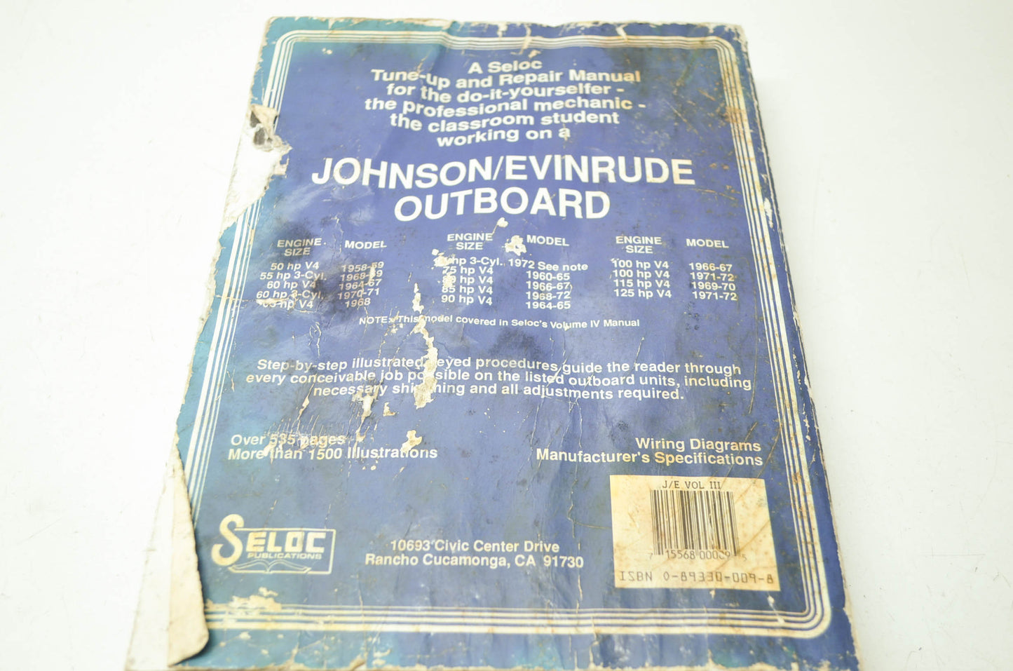 Johnson/Evinrude Outboard 58-72 50HP-125HP TuneUp Repair Manual