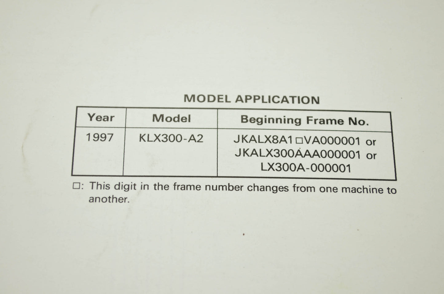 OEM Kawasaki 99924-1200-51 Service Manual Supplement KLX300A