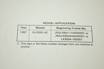 OEM Kawasaki 99924-1200-51 Service Manual Supplement KLX300A
