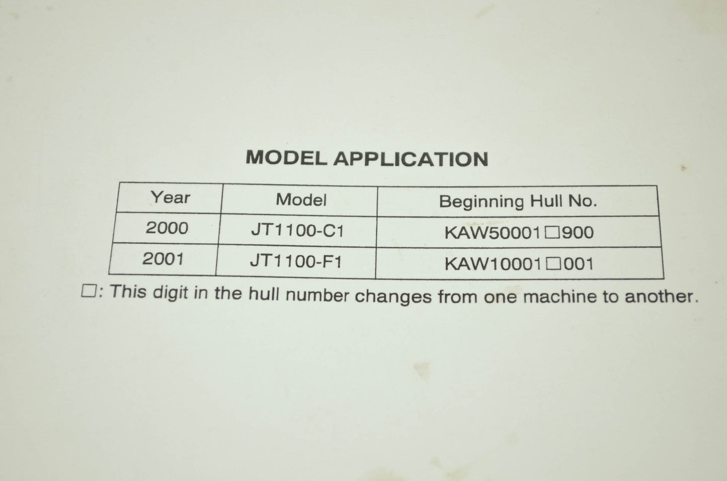 OEM Kawasaki 99924-1256-02 Service Manual JT1100F