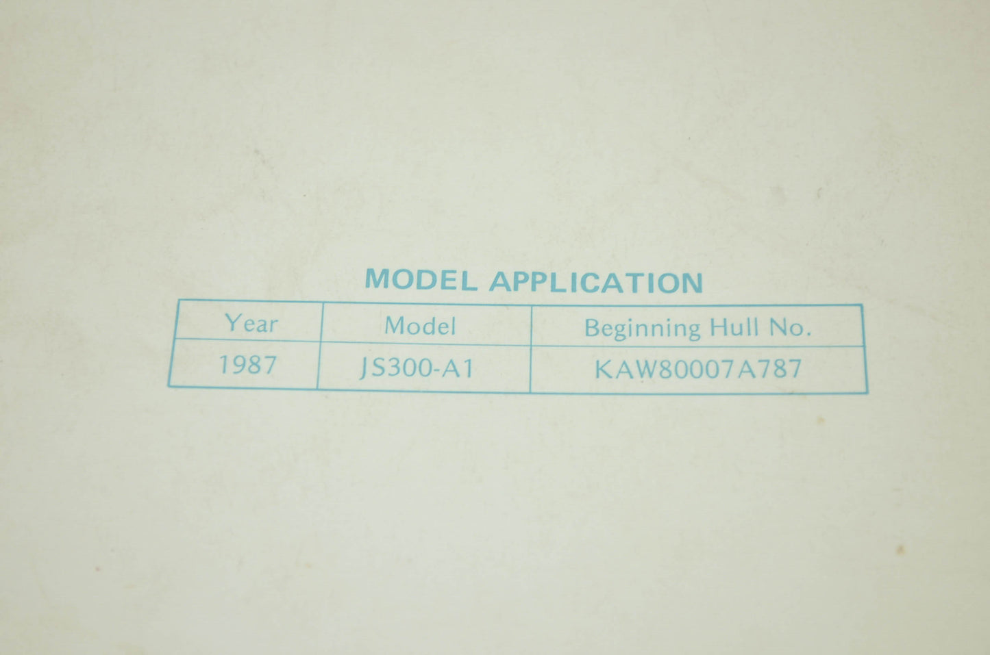 OEM Kawasaki 99924-1070-51 Service Manual Supplement JS300A1
